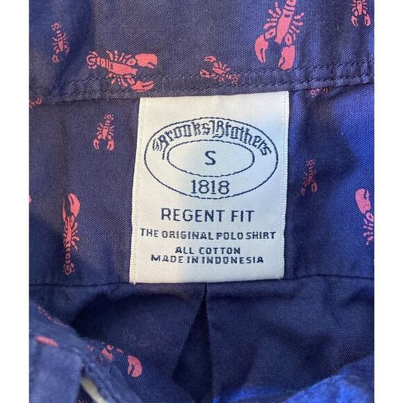 Brooks Brothers Lobster Print Regent Fit Button Up Shirt Size Small Men’s Blue - Picture 3 of 7